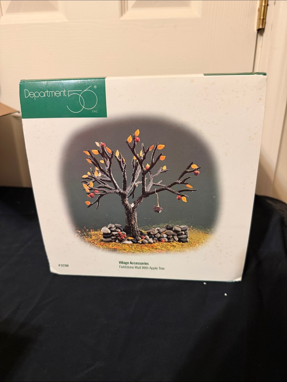 Department 56 Autumn Apple Tree with Fieldstone Wall - Orange, Yellow, Brown